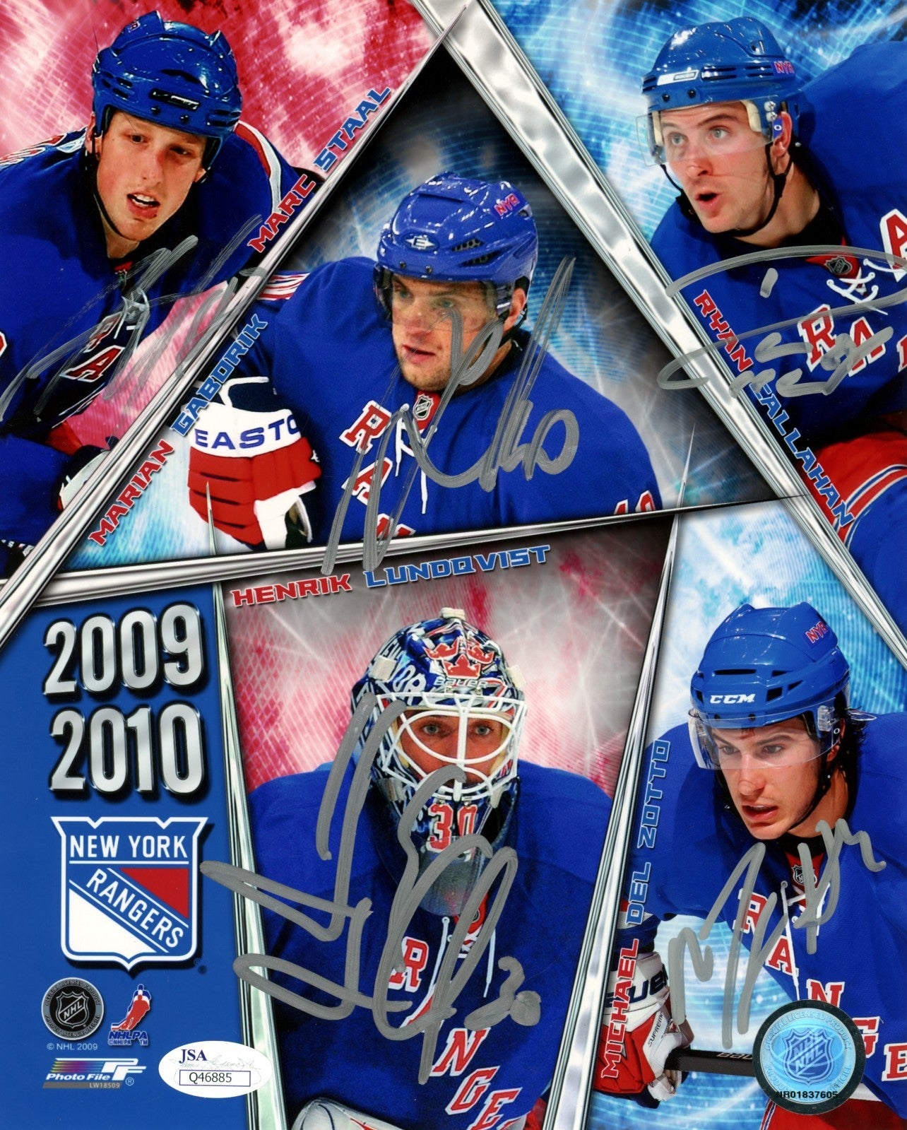 Henrik Lundqvist & Rangers Multi-Signed 2009-10 8x10 Photo