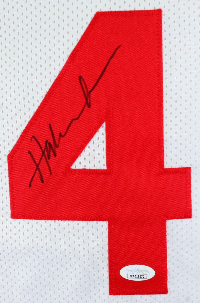 Hakeem Olajuwon Autographed Houston Rockets White Custom Stat Jersey