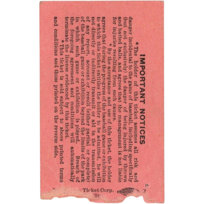 1947 Babe Ruth Day New York Yankees vs Washington Senators Ticket Stub