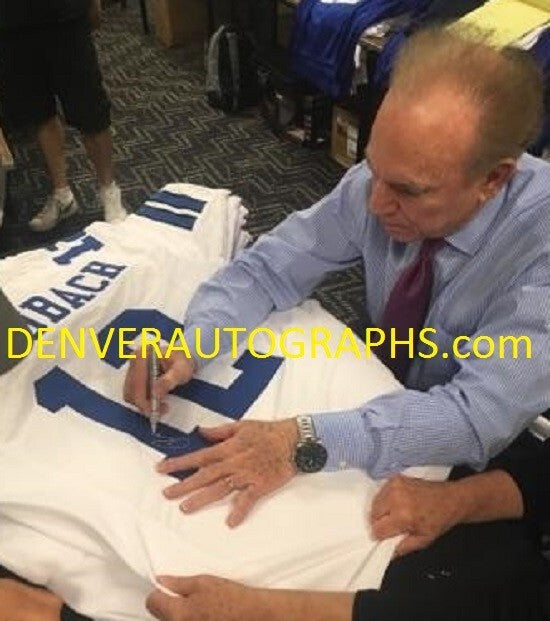 Roger Staubach Signed Dallas Cowboys Custom White Football Jersey (BAS COA)