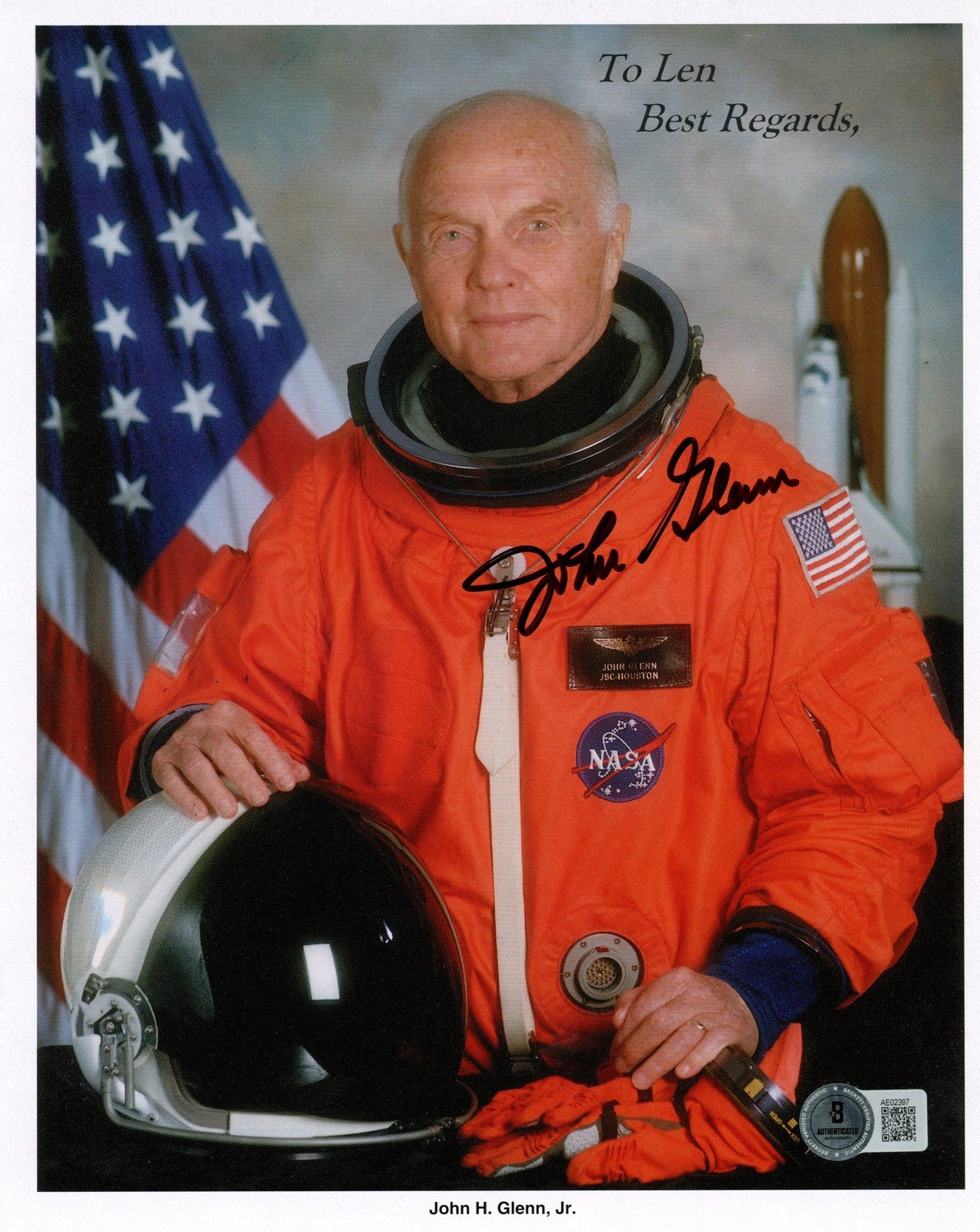 John Glenn Signed NASA 8x10 Photo