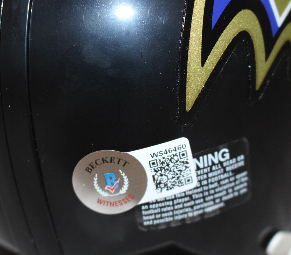 Ray Lewis Signed Baltimore Ravens VSR4 Mini Helmet HOF Beckett