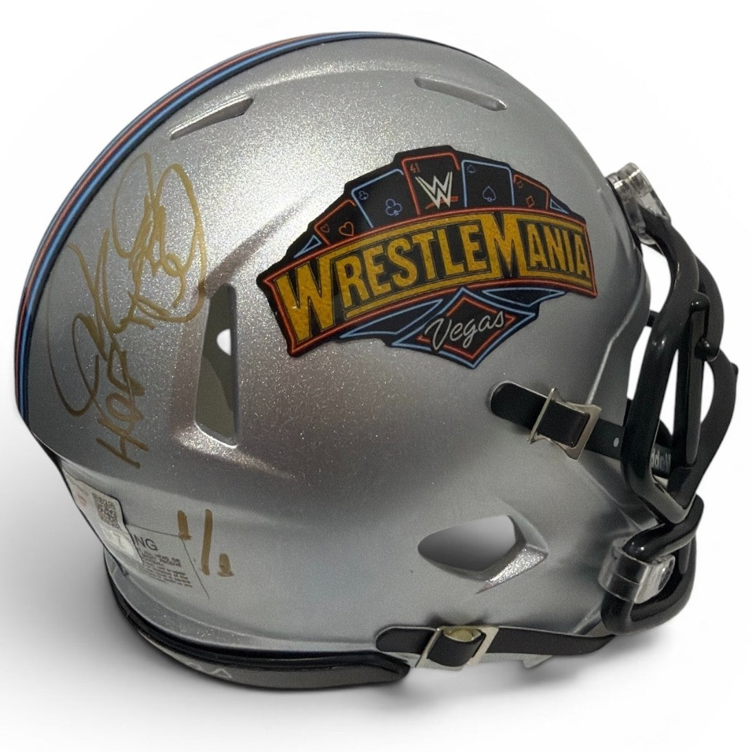 Mick Foley Signed Mankind WrestleMania Gold Mini Helmet 1/1