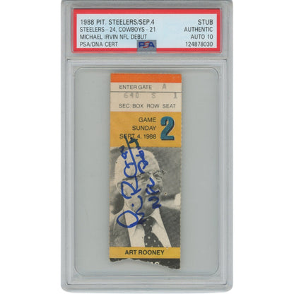 Michael Irvin Signed Dallas Cowboys NFL Debut Ticket Stub (PSA)
