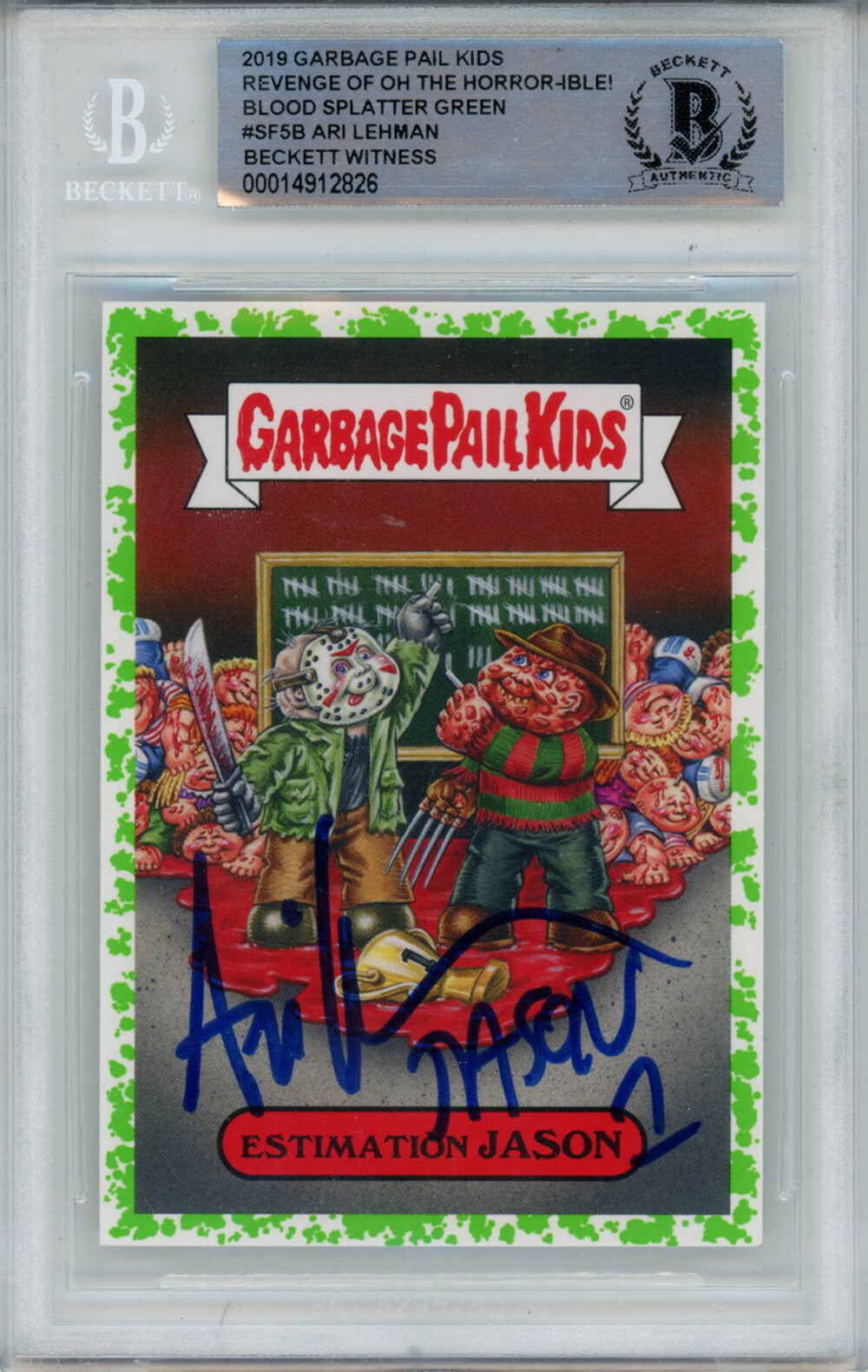 Ari Lehman Signed Garbage Pail Kids Estimation Jason Card - BAS Slabbed
