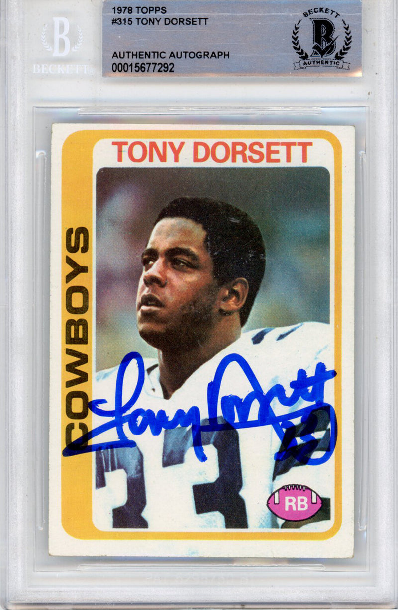Tony Dorsett Signed 1978 Topps #315 Card - BAS Slabbed