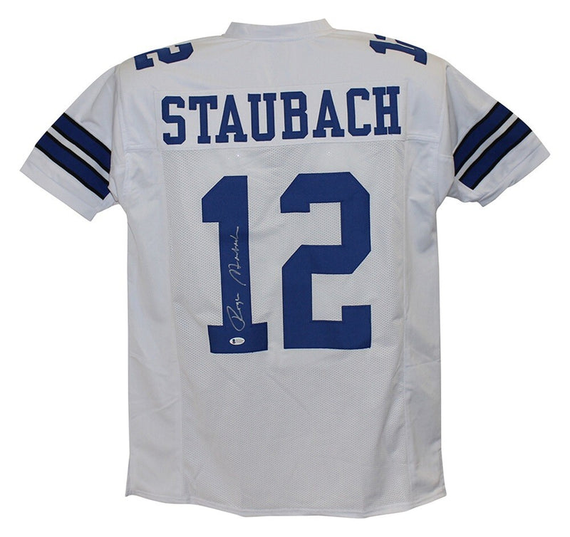 Roger Staubach Signed Dallas Cowboys Custom White Football Jersey (BAS COA)