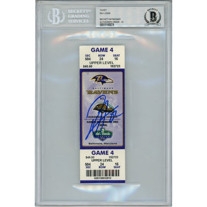 Ray Lewis Autographed Baltimore Ravens 11/02/03 Full Ticket Stub