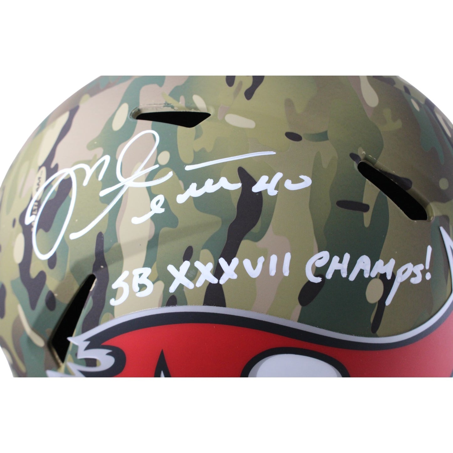 Mike Alstott Signed Tampa Bay Buccaneers Full Size Camo Helmet (SB Champs)