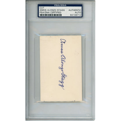 Amos Alonzo Stagg Signed University of Chicago 2.5x4 Cut PSA Slabbed