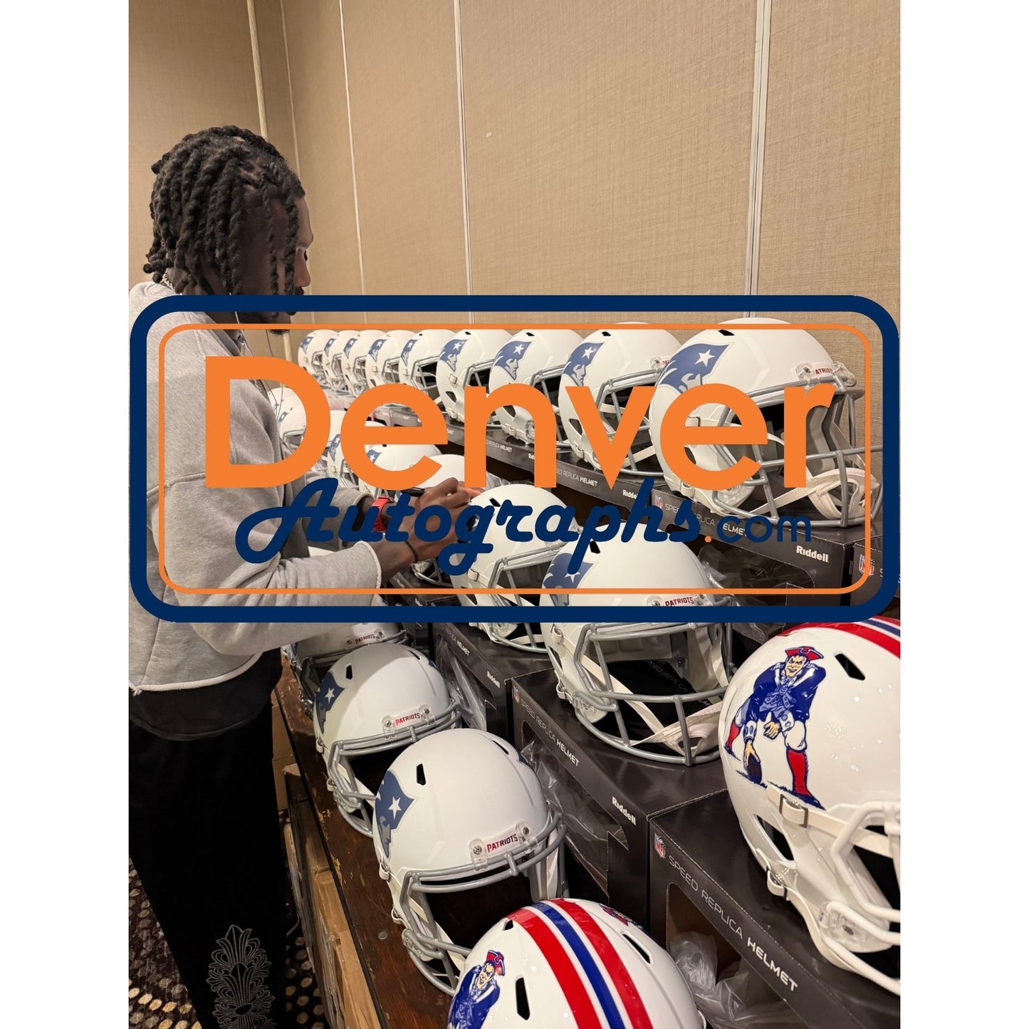 AJ Brown Signed New England Patriots Rivalries Full Size Helmet