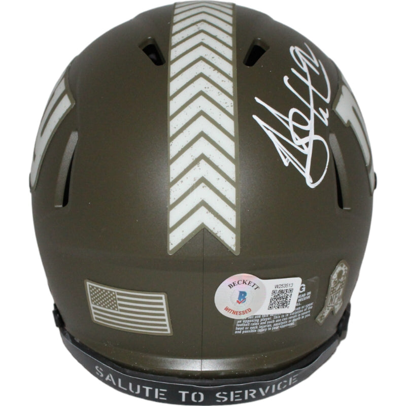 Michael Strahan Autographed New York Giants Salute to Service Mini Helmet