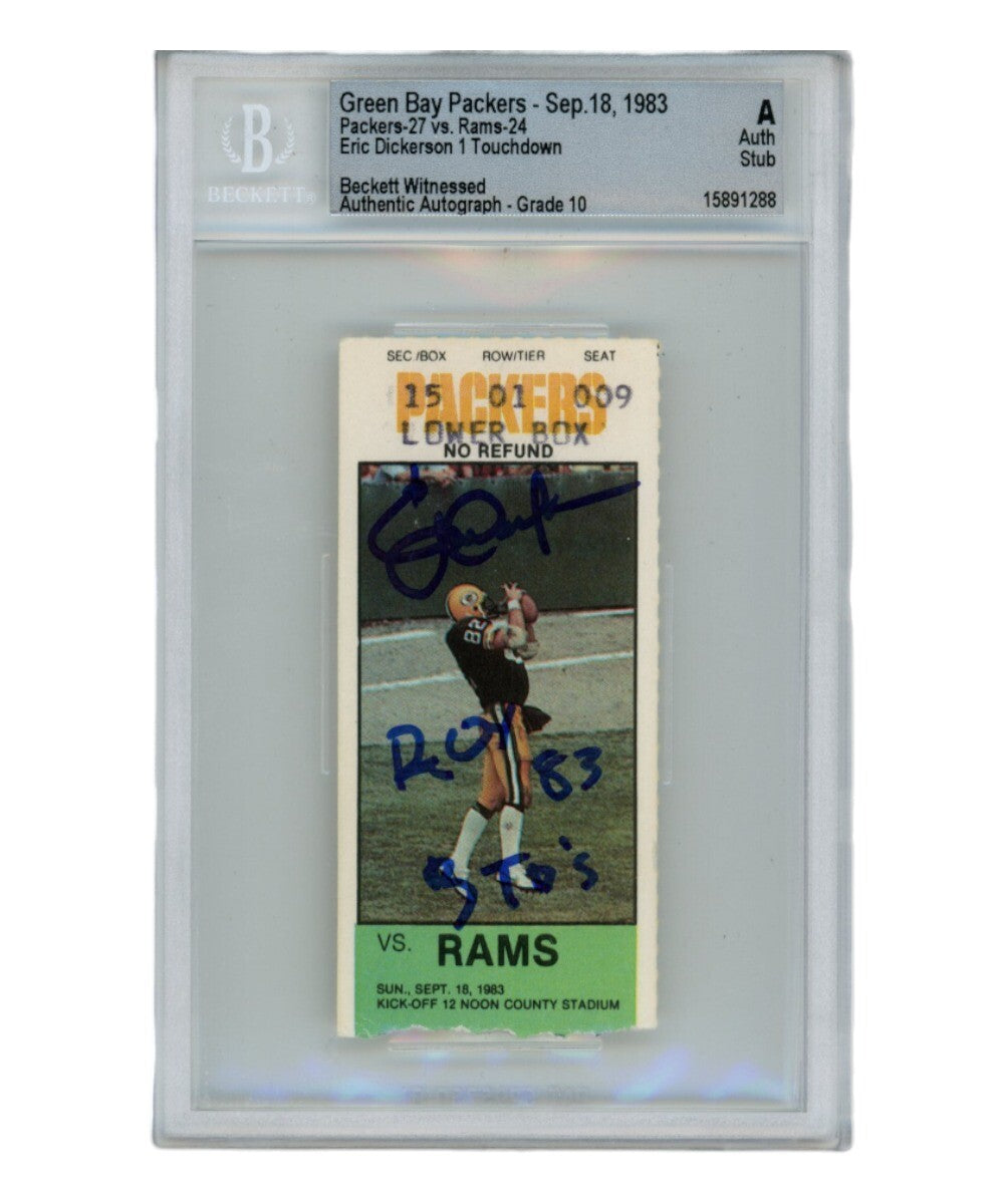 Eric Dickerson Autographed 1983 Rams Ticket Stub "83 ROY" Inscription