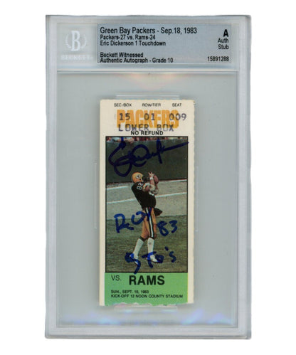Eric Dickerson Autographed 1983 Rams Ticket Stub "83 ROY" Inscription