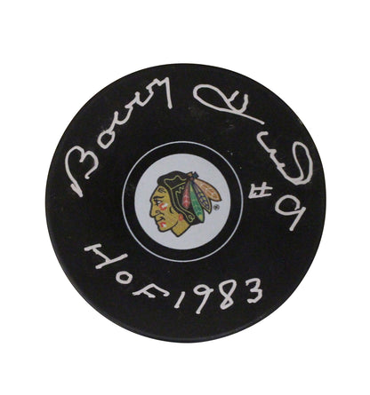 Bobby Hull Chicago Blackhawks Autographed Logo Hockey Puck (JSA)