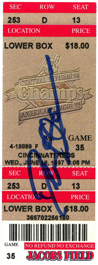 Deion Sanders Signed Cincinnati Reds vs Indians Ticket Stub 6/18/1997 BAS