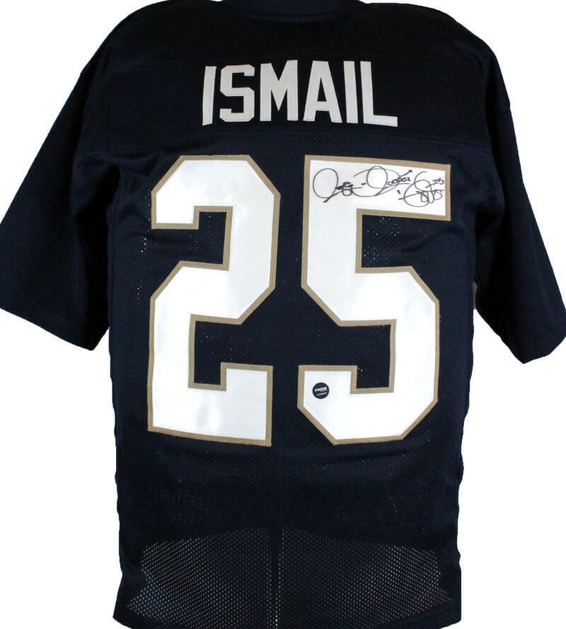 Raghib "Rocket" Ismail Autographed Blue College Style Jersey