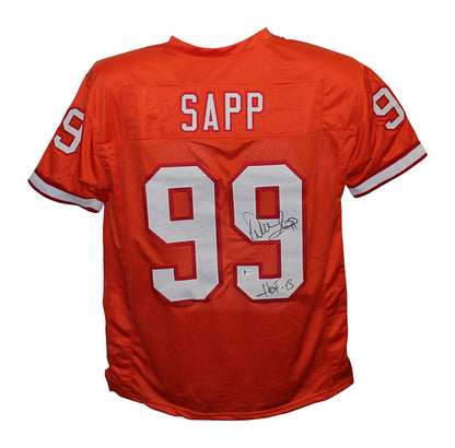 Warren Sapp Autographed Tampa Bay Buccaneers Custom Orange Jersey (HOF)
