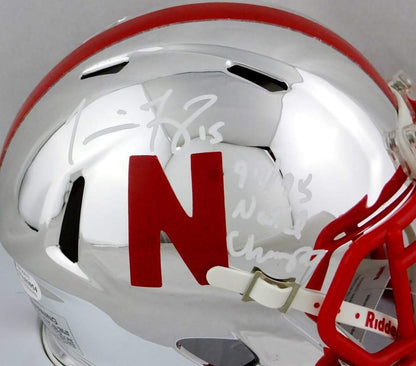 Tommie Frazier Signed Nebraska Cornhuskers Chrome Mini Helmet Inscribed