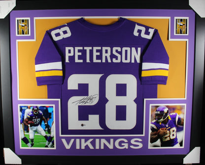 Adrian Peterson Autographed Framed Pro Style Custom Purple Jersey