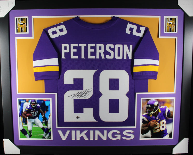 Adrian Peterson Autographed Framed Pro Style Custom Purple Jersey