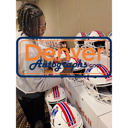 AJ Brown Signed New England Patriots Authentic SpeedFlex Throwback Helmet