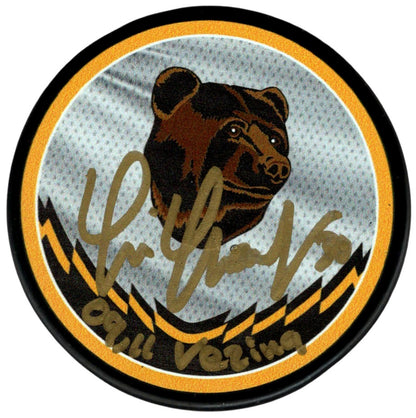 Tim Thomas Signed Boston Bruins Reverse Retro Puck (Beckett Witnessed)