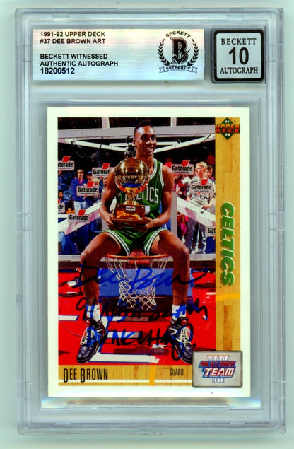 Dee Brown Signed 1991-92 Upper Deck Rookie Card BGS 10 Auto