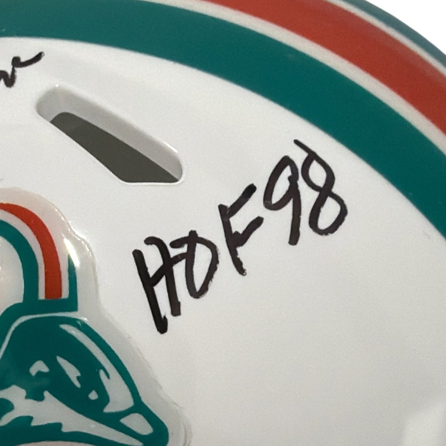 Dwight Stephenson Signed Miami Dolphins Throwback Mini Helmet HOF 98 JSA