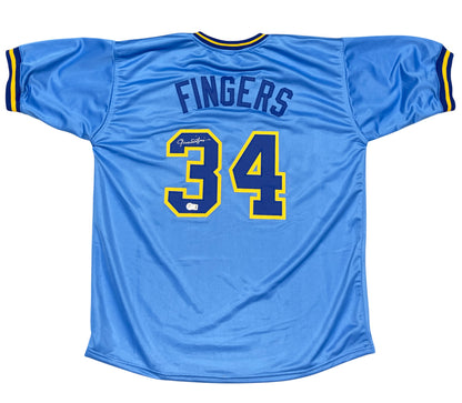 Rollie Fingers Milwaukee Brewers Signed Custom Jersey Beckett BAS COA