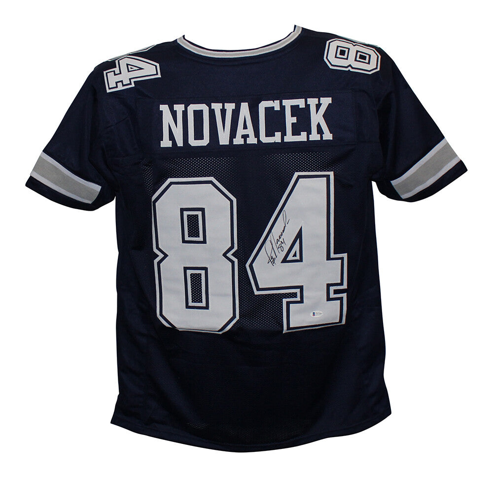 Jay Novacek Signed Dallas Cowboys Custom Blue Football Jersey Beckett BAS