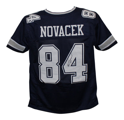 Jay Novacek Signed Dallas Cowboys Custom Blue Football Jersey Beckett BAS