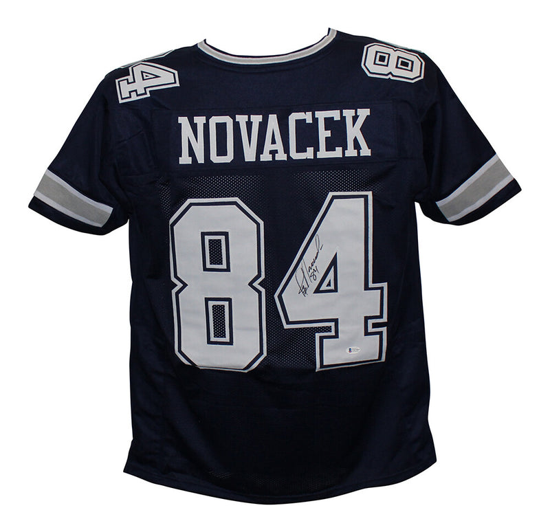 Jay Novacek Signed Dallas Cowboys Custom Blue Football Jersey Beckett BAS