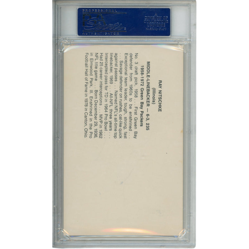 Ray Nitschke Signed Green Bay Packers Postcard - PSA Slabbed