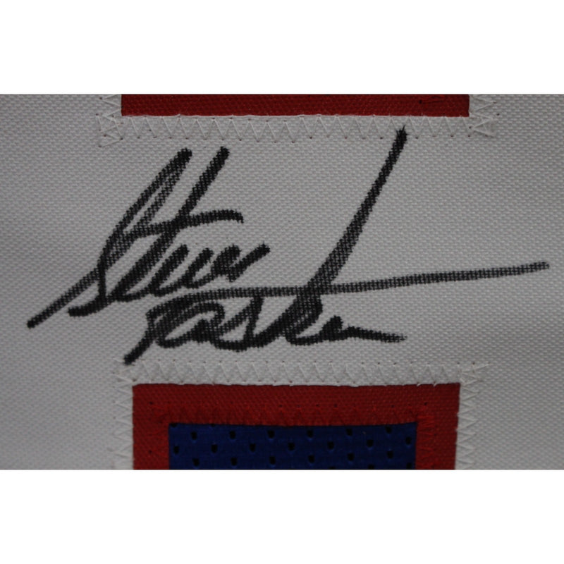 Steve Tasker Signed Pro Style Custom Blue Jersey (Beckett Witness)