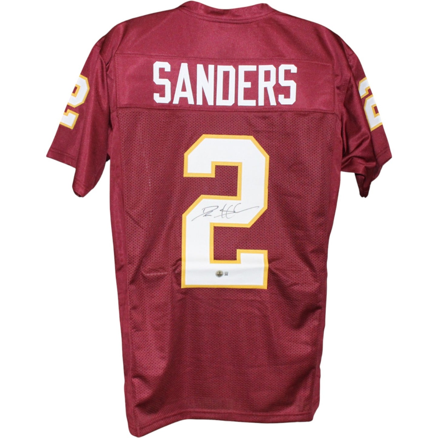 Deion Sanders Autographed Red College Style Custom Jersey (Beckett BAS)