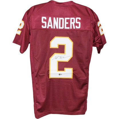 Deion Sanders Autographed Red College Style Custom Jersey (Beckett BAS)