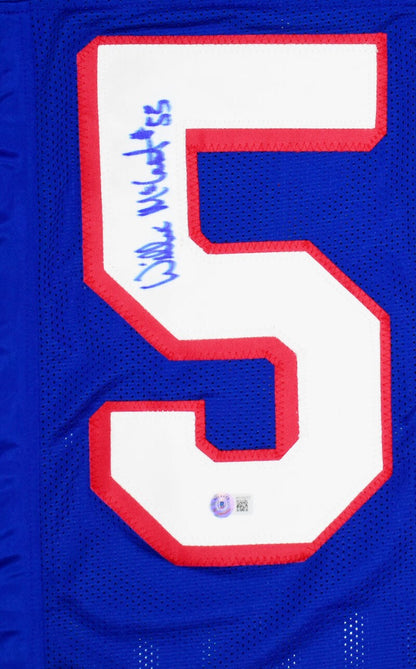 Willie McGinest Autographed Blue Custom Football Jersey