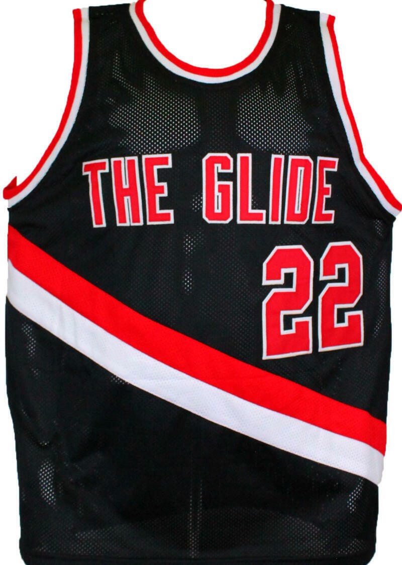 Clyde Drexler Autographed Black Custom Jersey