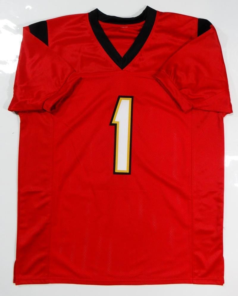 DJ Moore Autographed Red Custom Football Jersey