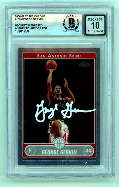 George Gervin Signed 2006-07 Topps Chrome #159 Card (BGS 10 Auto)
