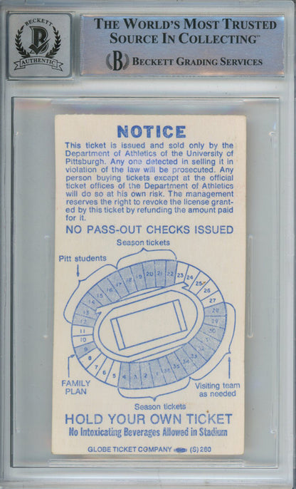 Tony Dorsett Signed 1976 vs Syracuse Ticket Stub BAS 10 Slab
