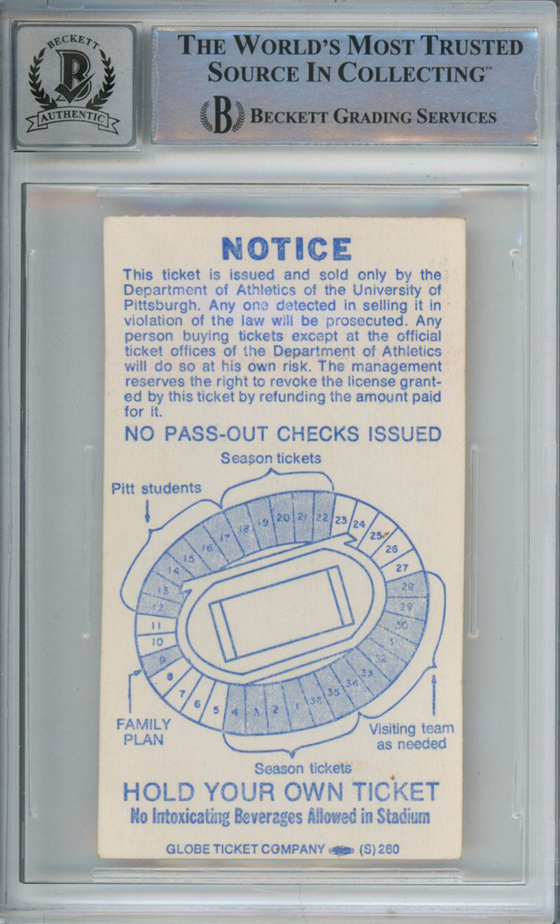 Tony Dorsett Signed 1976 vs Syracuse Ticket Stub BAS 10 Slab