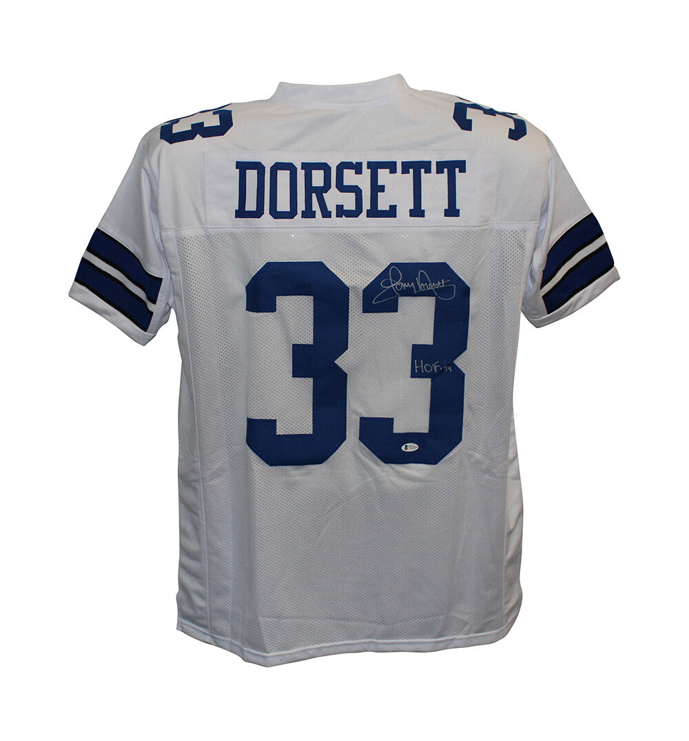 Tony Dorsett Autographed Dallas Cowboys Custom Jersey (HOF Inscription)