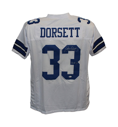 Tony Dorsett Autographed Dallas Cowboys Custom Jersey (HOF Inscription)