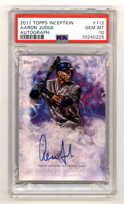 Aaron Judge Autographed 2017 Topps Inception Rookie Card /199 PSA 10