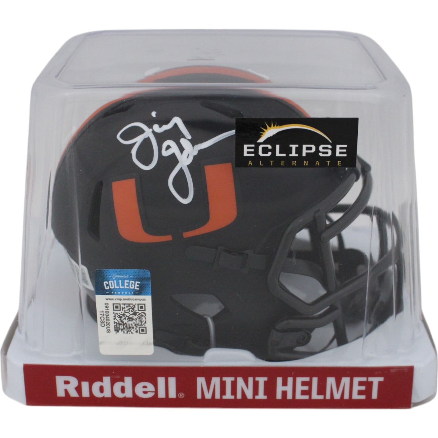 Jimmy Johnson Miami Hurricanes Eclipse Speed Mini Helmet Autographed