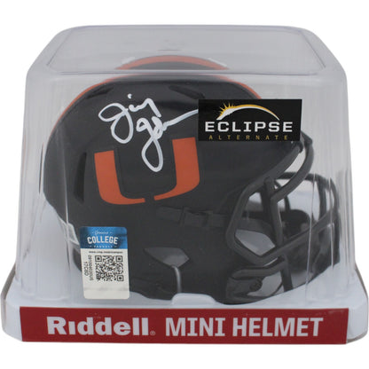 Jimmy Johnson Miami Hurricanes Eclipse Speed Mini Helmet Autographed