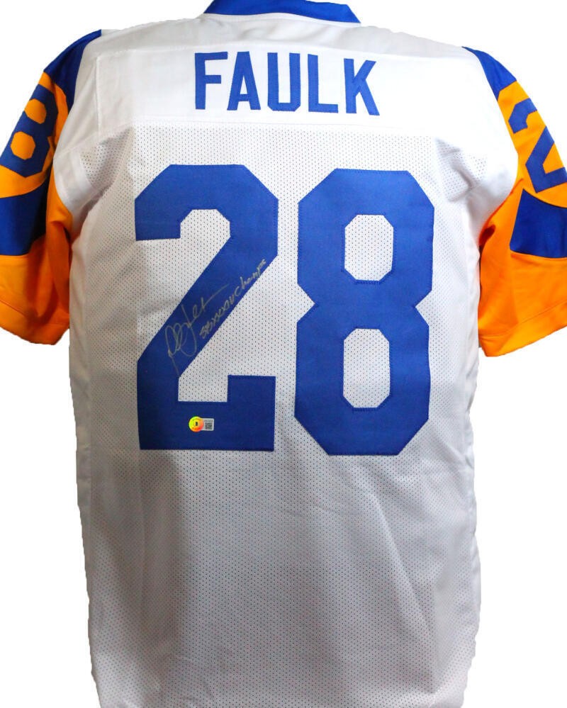 Marshall Faulk Signed St. Louis Rams Custom Jersey "SB XXXIV Champs"