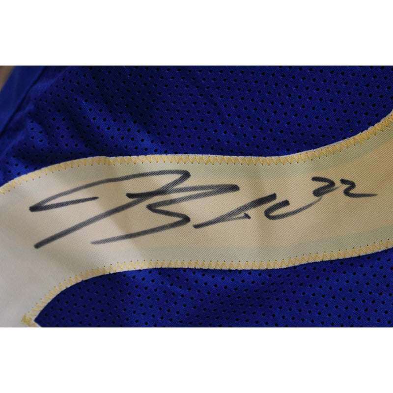 Blake Corum Autographed Pro Style Blue Custom Jersey (Beckett COA)